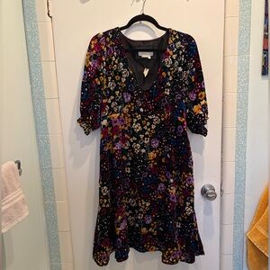 Anthropologie velvet multicolor floral dress size 12 (US)
